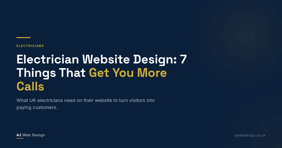 electrician website design — mobile homepage with click-to-call button and NICEIC badge