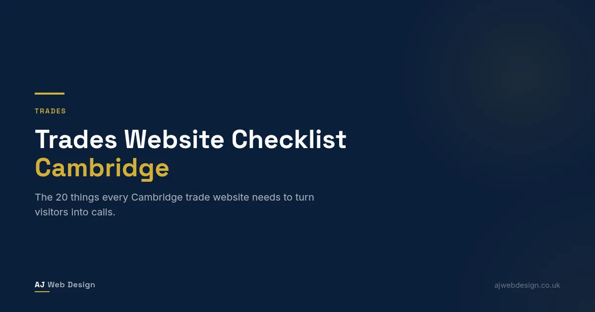 Trades Website Checklist Cambridge 2026 — essential website elements for Cambridge trade businesses