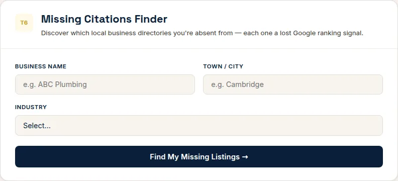 Missing Citations Finder — check directory listings